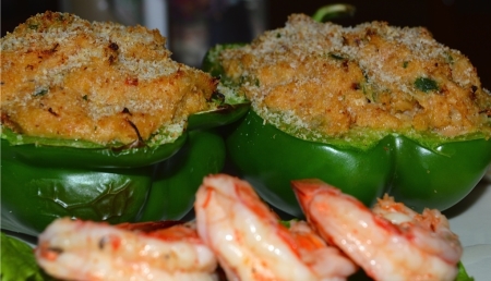 Bell Pepper stuffed with Shrimp and Crab Dressing